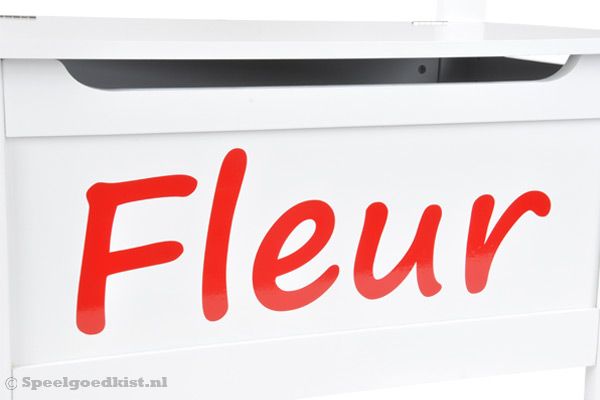 Je eigen naam op je speelgoedkist. Leuk!